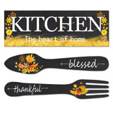 3 Pieces Sunflower Kitchen Decor Spring Decorations Blessed Thankful Wooden Hanging Sign Sunflower Gifts Wall Art Decor Farmhouse Summer Home Decor for Kitchen black