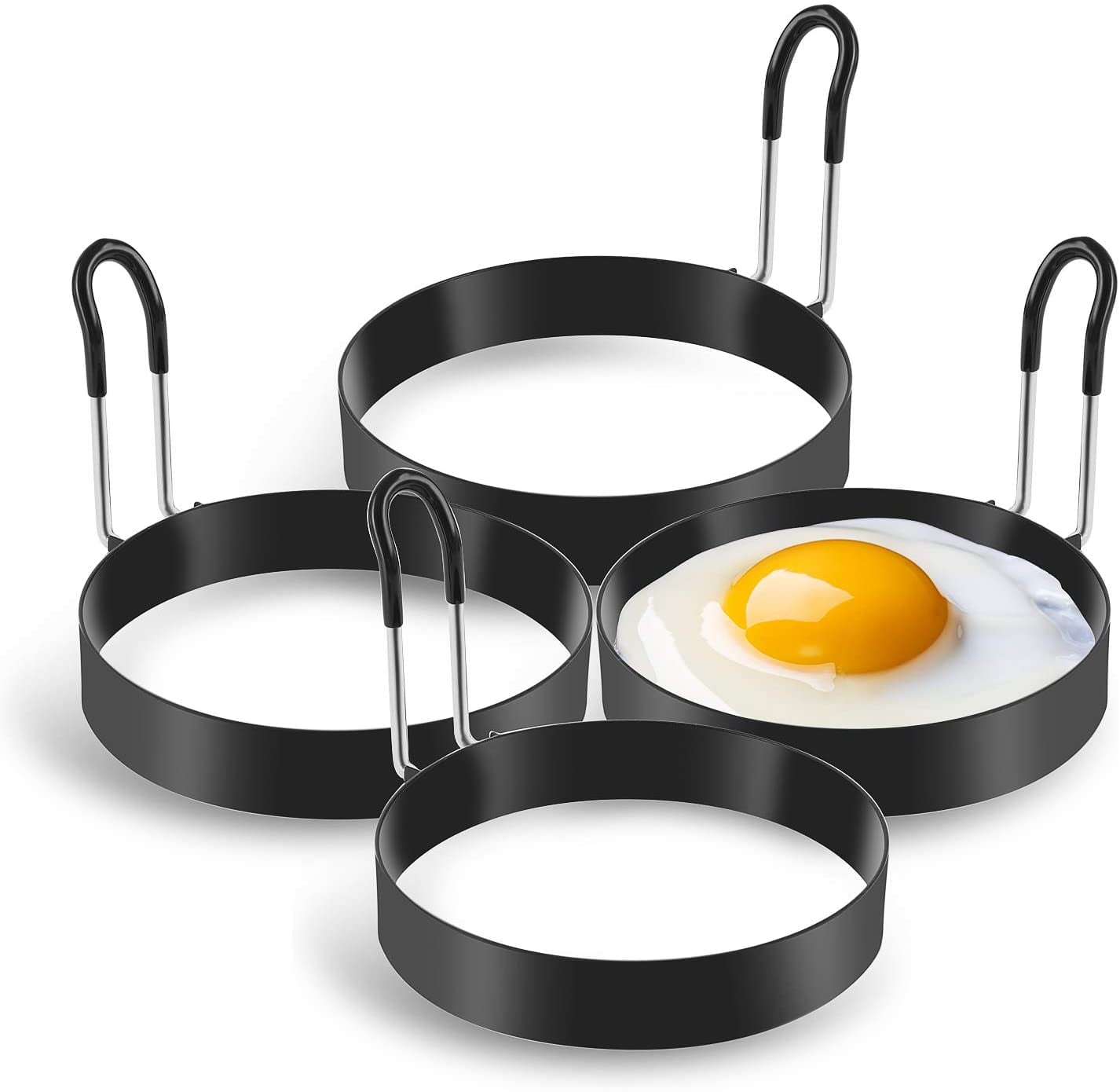 Eggs Rings, 4 Pack Stainless Steel Egg Cooking Rings, Pancake Mold for frying Eggs and Omelet 3.7" x 2.4" x 1.6"