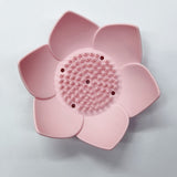 Silicone Soap Dishes with Draining - Lotus Shaped Bathroom Bar Soap Holder for Shower - Soap Tray for Kitchen Sink - Floral Shape Soap Saver for Counter Bathtub(1/4 Pack) Pink
