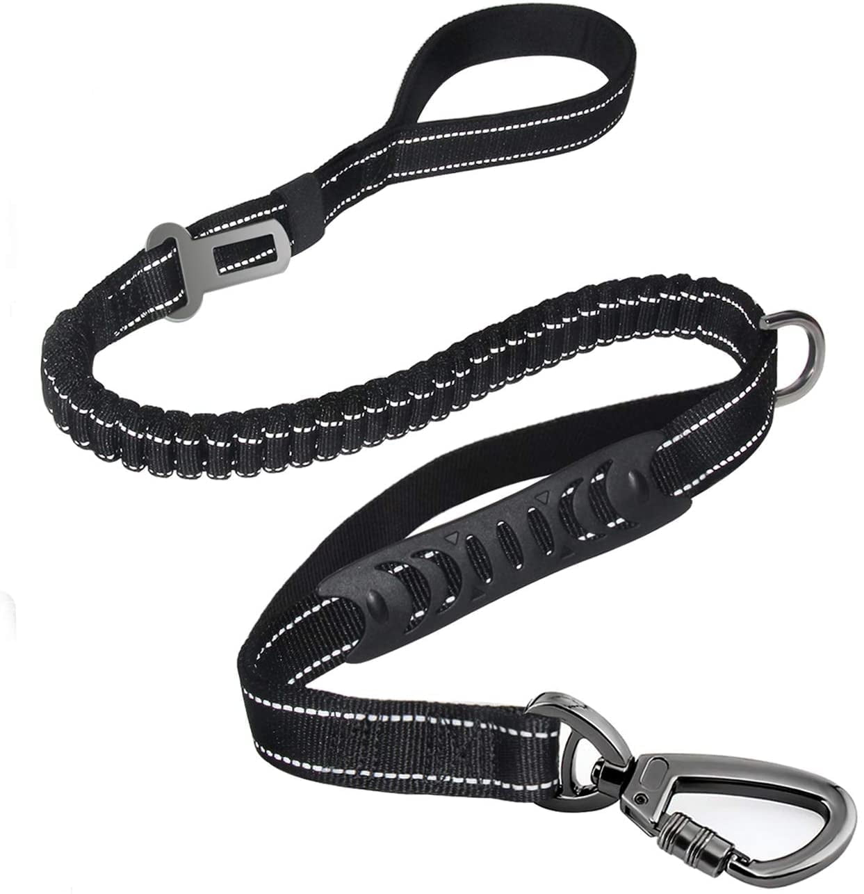Keyohome Heavy Duty Dog Leash Especially Large Dogs Up to 150lbs, 4-6 Ft Reflective Dog Walking Training Shock Absorbing Bungee L Black