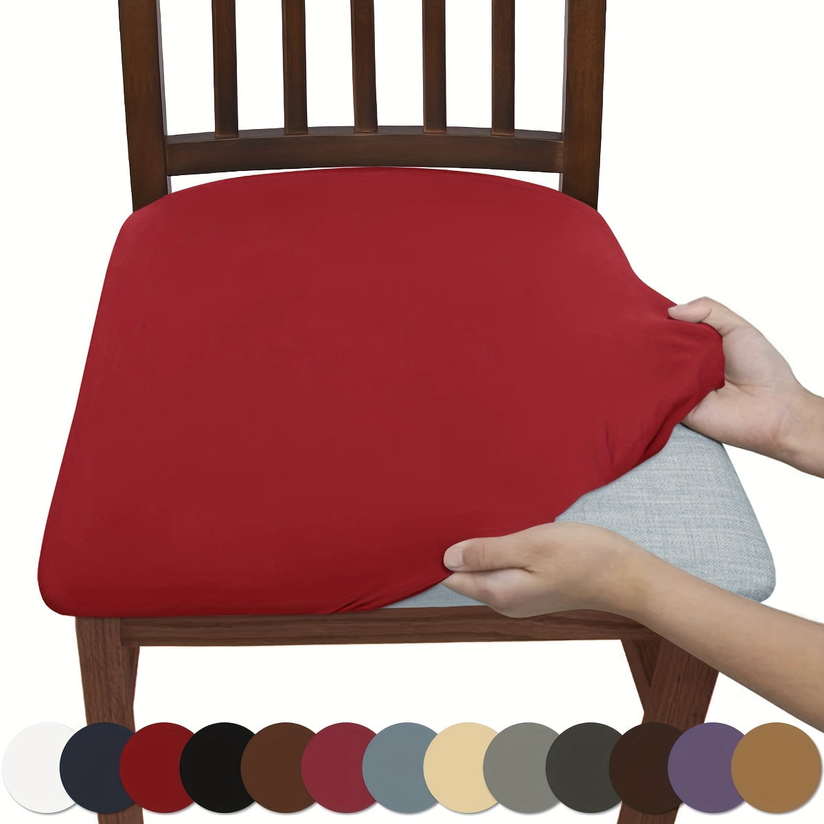 4pcs/6pcs Solid Color Brushed High Elastic Chair Cover, Simple Soft And Comfortable Chair Seat Cover, Dust-proof And Dirt-resistant Chair Slipcover, Suitable For Dining Chair Office Home Decor 4pcs Red-brown