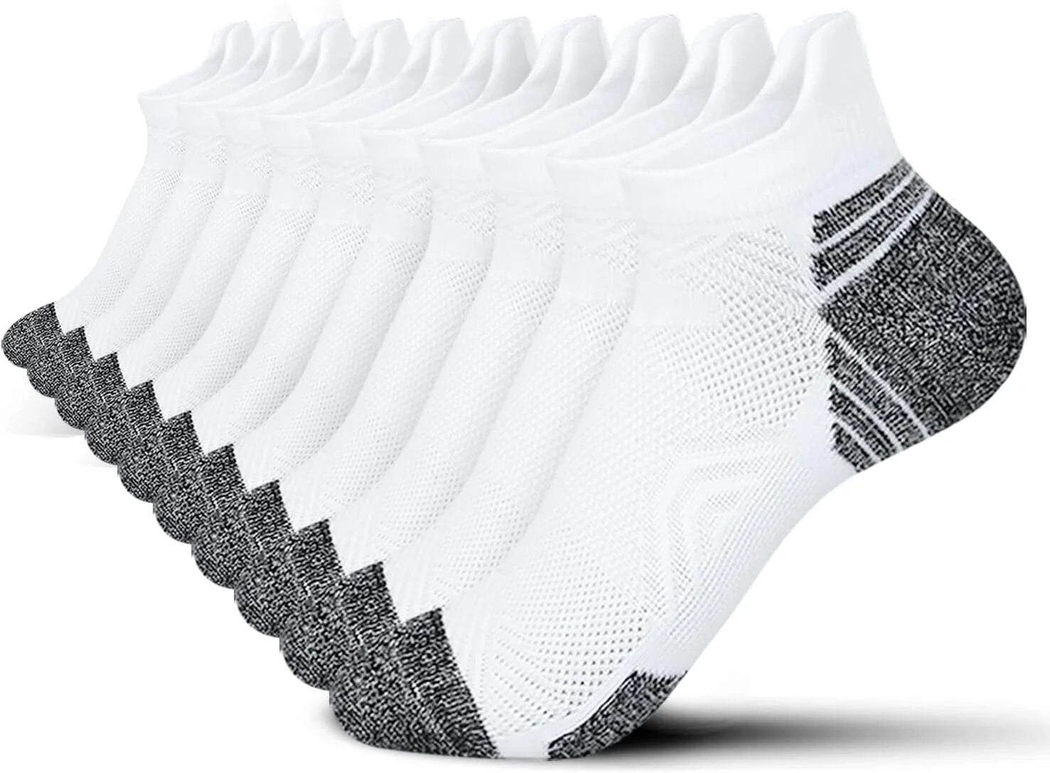 Tsoduce 5 Pairs Athletic Ankle Womens Socks Running Compression Socks for Women Cozy Low Cut Performance Soft Tab Socks White