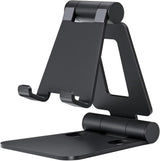 Dual Folding Cell Phone Stand, Fully Adjustable Foldable Desktop Phone Holder Cradle Dock Compatible with Phone 15 14 13 12 11 Pro Xs Xs Max Xr X 8, Nintendo Switch, All Phones- Black