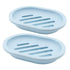 2-Pack Soap Dish with Drain, Soap Holder, Soap Saver, Easy Cleaning, Dry, Stop Mushy Soap (Gray) Blue