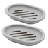 2-Pack Soap Dish with Drain, Soap Holder, Soap Saver, Easy Cleaning, Dry, Stop Mushy Soap (Gray) Gray