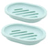 2-Pack Soap Dish with Drain, Soap Holder, Soap Saver, Easy Cleaning, Dry, Stop Mushy Soap (Gray) Green