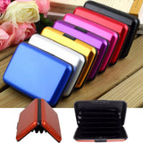 Walbest Waterproof 6 Slots RFID Blocking Credit Card Protector Aluminum ID Case Hard Shell Business Card Holder Metal Wallet for Men or Women Red