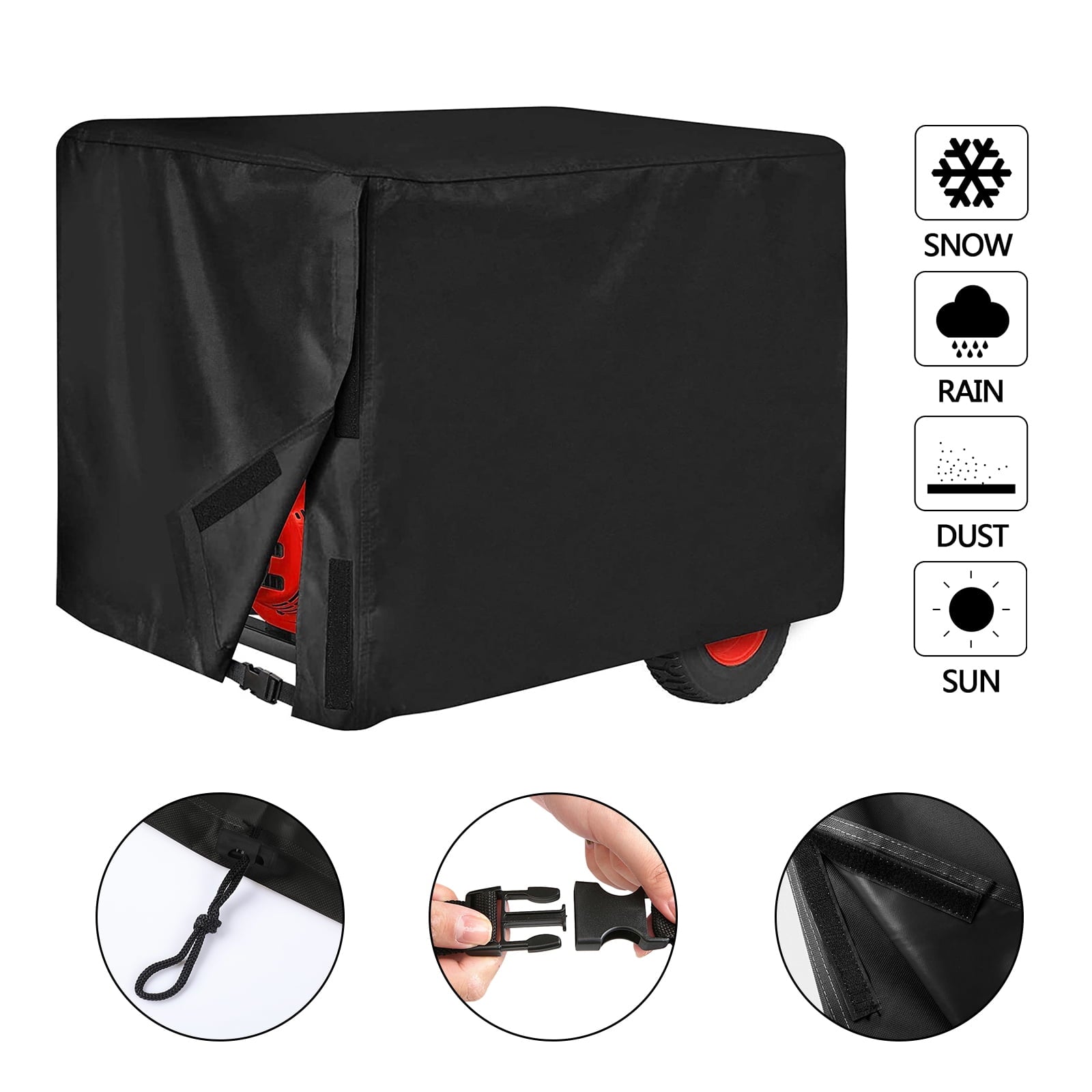 Universal Generator Cover for 5500-15000 Watt Waterproof Heavy Duty 600D Oxford Fabric Covers Black 38"x28"x30"(LxWxH)