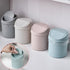 Walbest Desktop Mini Cute Trash Can with Swing Lid, Space Saving PP Plastic Cylindrical Tiny Garbage Can, Size: 6.69" x 5.12 Grey
