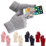 Dalrosia Women's Winter Touch Screen Gloves Warm Fleece Lined Knit Gloves Elastic Cuff Winter Texting Gloves White