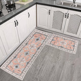 Tyidzon Kitchen Mats for Floor Set of 2 Pcs, Cushioned Non Slip Kitchen Rugs for Kitchen Floor, Absorbent Runner Comfort Standing Mats Washable for Kitchen, Office, Home (15"x47"+15"x23") Orange,Blue#1