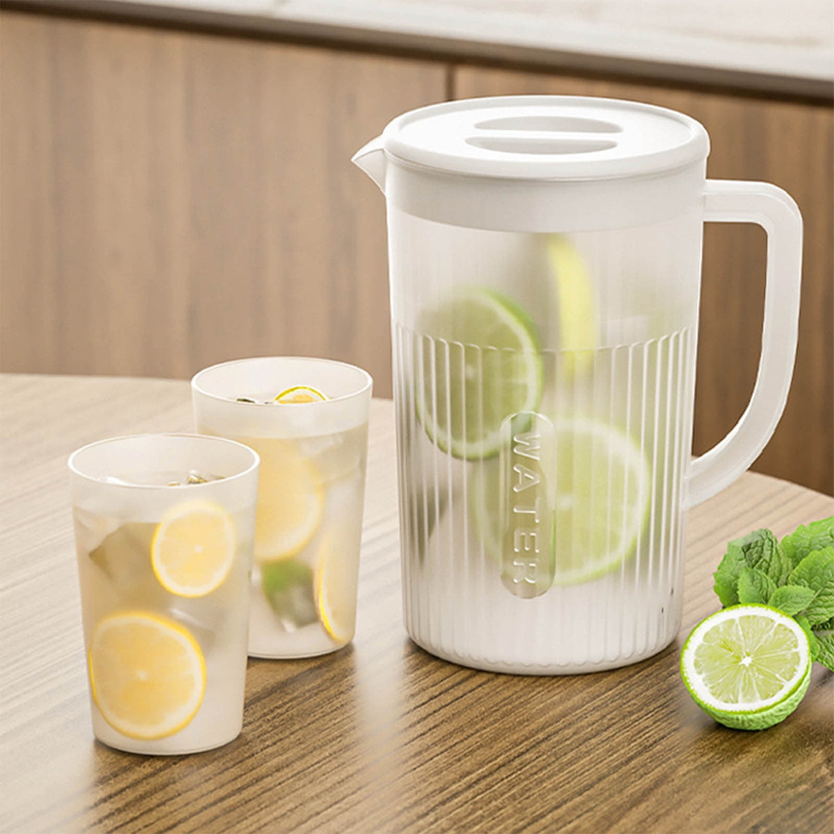 Tyidzon Juice Pitcher with Lids for Fridge, Water Jug for Teas, Juices & Iced Beverages - Fridge & Dishwasher Safe A