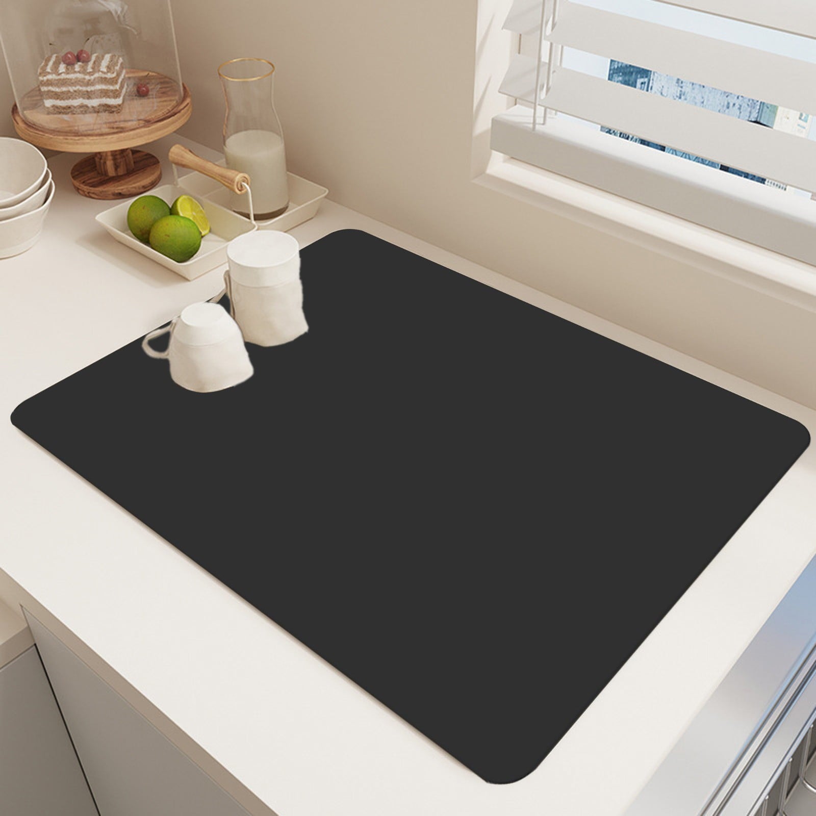 Clearance Under $1 Boovnll Dish Drying Mat, 12x16" High Absorbent & Soft Dish Drainer, Diatomite Drying Matt Kitchen Counter for Kitchen Countertops, Sinks, Draining Racks, Drying Mat Black