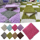 Tyidzon Puzzle Carpet Squares Soft Furry Play Mat Tiles for Home Playroom Decoration Cozy Climbing Area Rug for Kids Family Activity Spaces, Gray Sky Blue