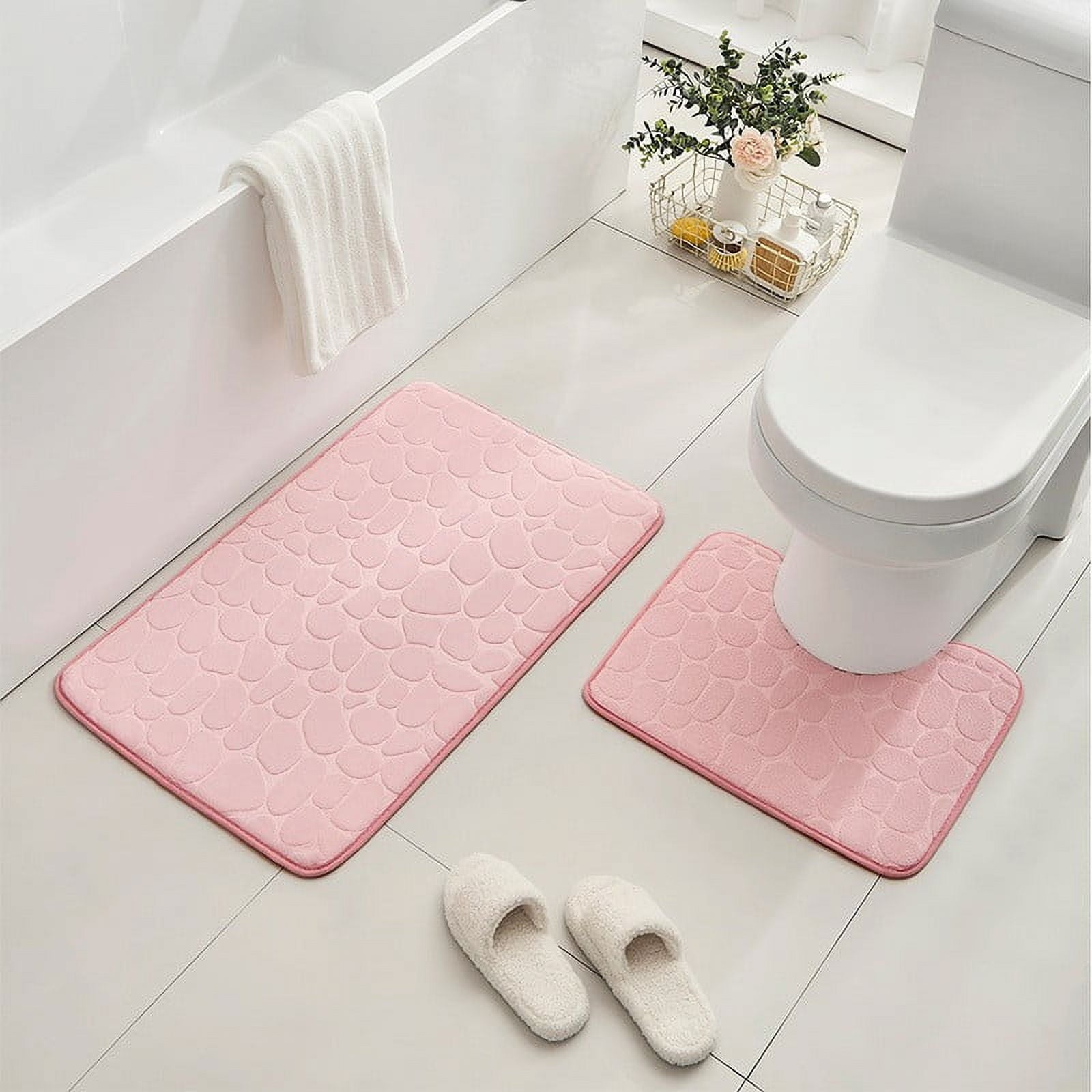Clearance Under $5 Boovnll Bathroom Rugs Set 2 Piece, Super Absorbent & Soft Non-Slip Velvet Toilet Rug & Bath Mat, Quickly Dry Thicken Bath Mats for Bathroom, Kitchen, Door Mat, Bathroom Mat B