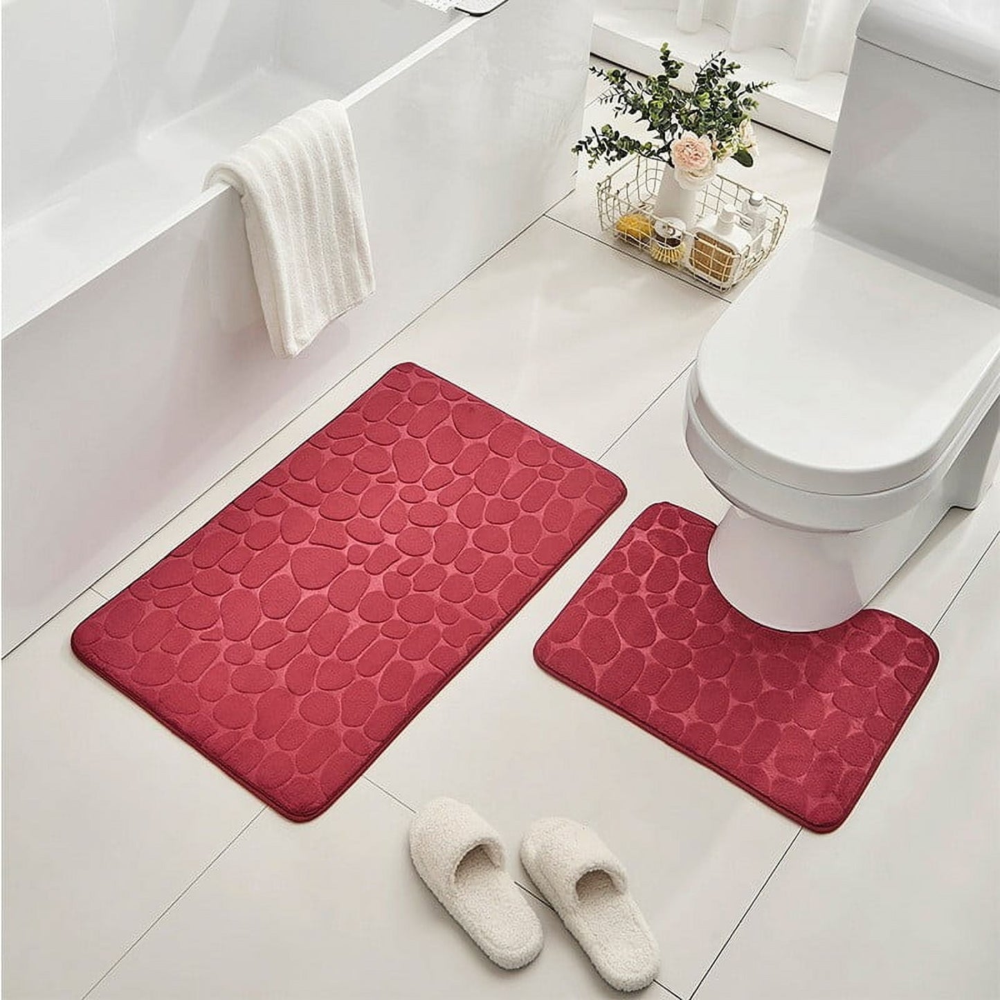 Clearance Under $5 Boovnll Bathroom Rugs Set 2 Piece, Super Absorbent & Soft Non-Slip Velvet Toilet Rug & Bath Mat, Quickly Dry Thicken Bath Mats for Bathroom, Kitchen, Door Mat, Bathroom Mat C