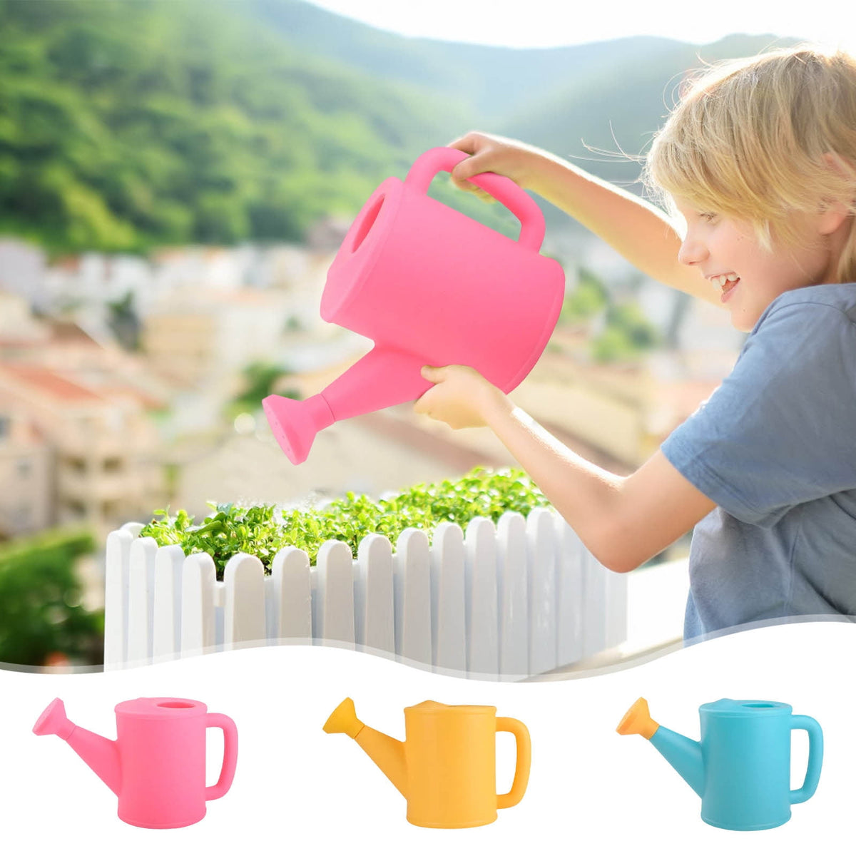 Dmlowu Watering Can 700ml Plastic Kids Watering Can Light-Weight Watering Can Indoor Plants for Artificial Plants Outdoor Garden Flowers Live Plants, Sturdy Gardening Watering Can for Kids Blue