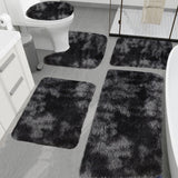 PALIFEUR Tie-Dye Bathroom Rugs Sets, Non-Slip Bath Mat Set 5 Piece, Soft Comfortable Washable Bathroom Mat Set, Quicker Dry Bathroom Rug with Toilet Rug Black