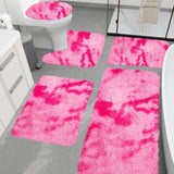 PALIFEUR Tie-Dye Bathroom Rugs Sets, Non-Slip Bath Mat Set 5 Piece, Soft Comfortable Washable Bathroom Mat Set, Quicker Dry Bathroom Rug with Toilet Rug Pink