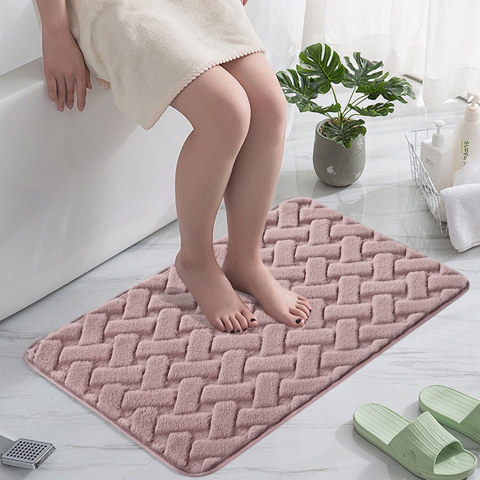 PALIFEUR Bathroom Rugs, Extra Soft Absorbent Bath Rugs, 15.7"x23.6" Quicker Dry Washable Bath Mat for Bathroom, Tub and Shower, Non-Slip Bathroom Rug Pink