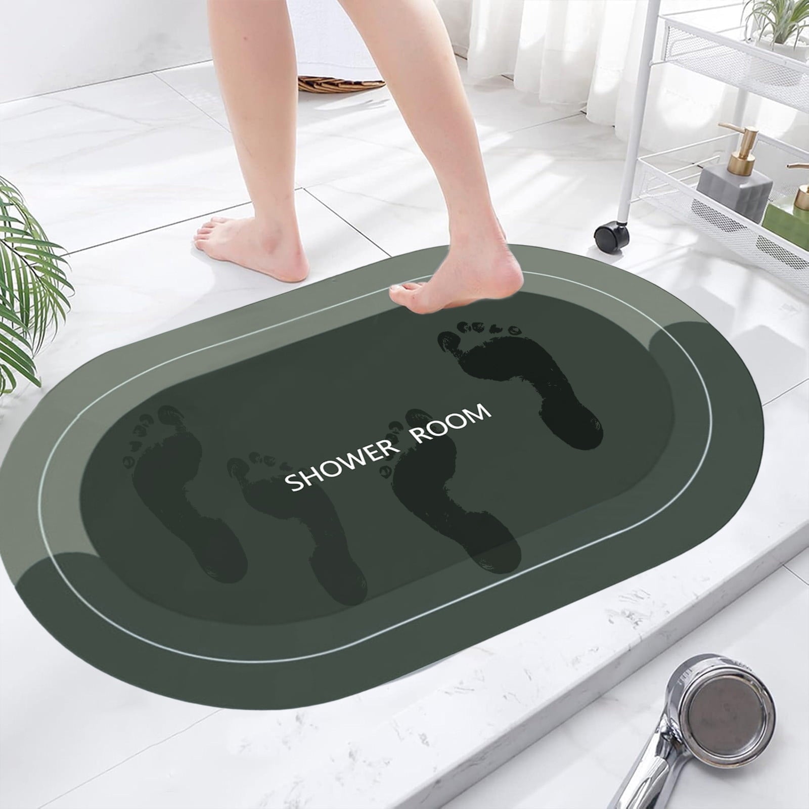 PALIFEUR Oval Bathroom Rugs, Extra Soft Absorbent Bath Mat, 15.7"x23.6" Quicker Dry Washable Bath Mats for Bathroom, Tub and Shower, Non-Slip Bathroom Rug Black