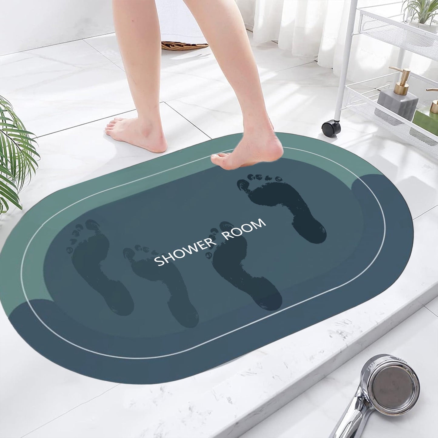 PALIFEUR Oval Bathroom Rugs, Extra Soft Absorbent Bath Mat, 15.7"x23.6" Quicker Dry Washable Bath Mats for Bathroom, Tub and Shower, Non-Slip Bathroom Rug Blue