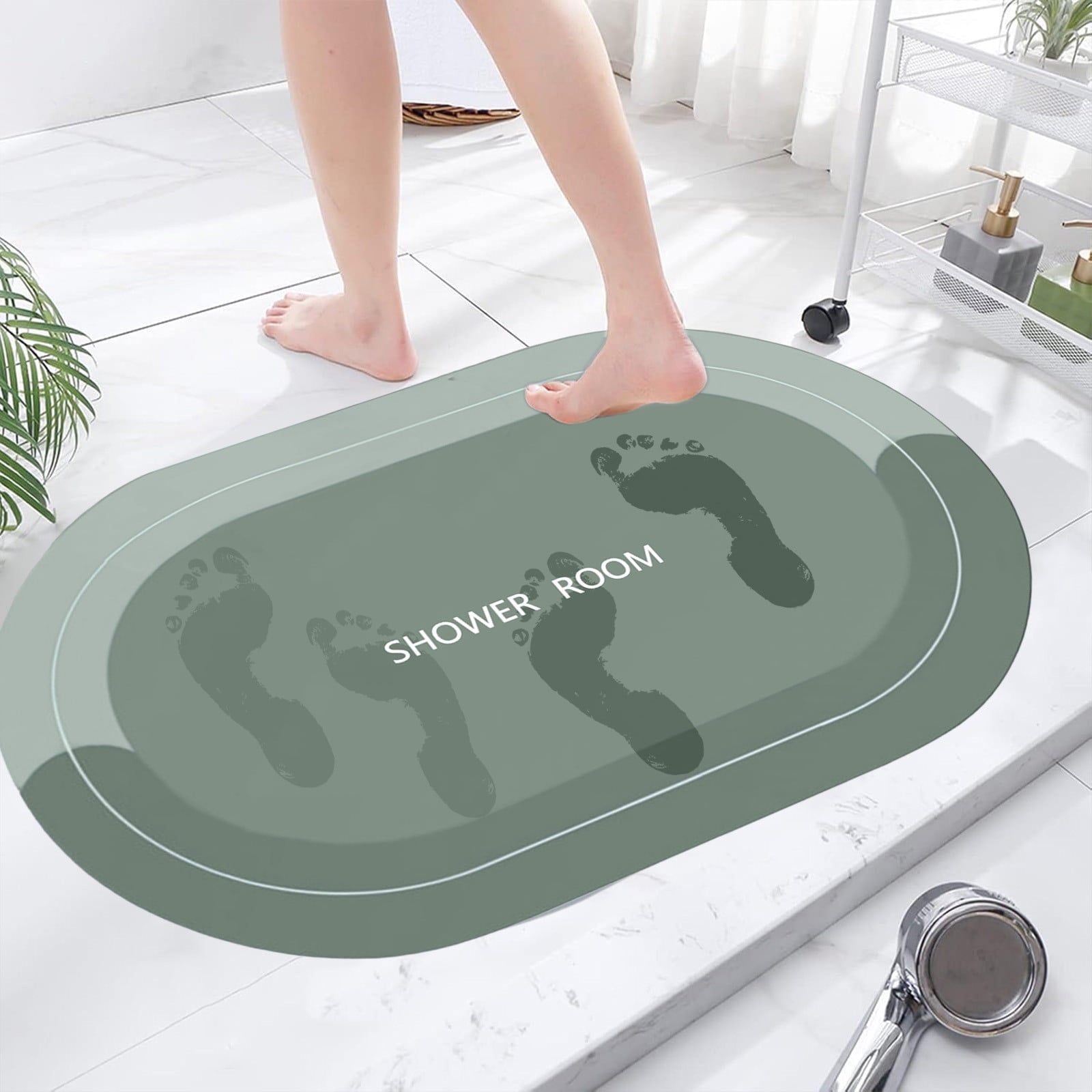 PALIFEUR Oval Bathroom Rugs, Extra Soft Absorbent Bath Mat, 15.7"x23.6" Quicker Dry Washable Bath Mats for Bathroom, Tub and Shower, Non-Slip Bathroom Rug Gray