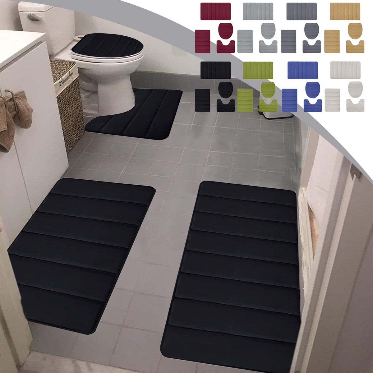PALIFEUR Memory Foam Toilet Rug, Non-Slip Bathroom Rugs, Toilet Rugs U Shaped Washable, Commode Contour Rug, Soft Comfortable Super Water Absorption #4_Beige