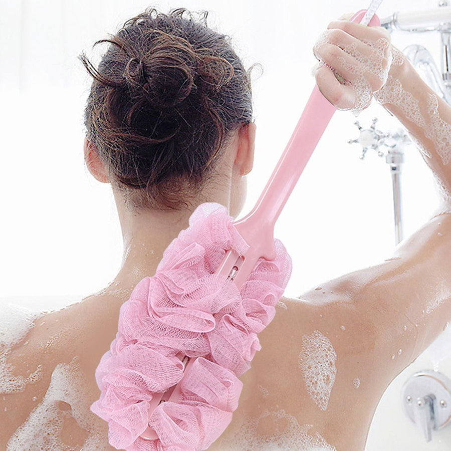 PALIFEUR Back Scrubber for Shower, Soft Loofah with Handle, Fluffyies Loofah on a Stick, Exfoliating Shower Sponge with Handle, Bath Brush, Shower Sponge Loofah Back Scrubber Pink
