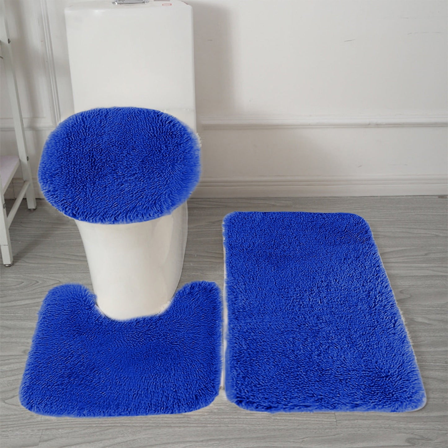 PALIFEUR Bathroom Rugs Sets, Non-Slip Bath Mat Set 3 Piece, Soft Comfortable Washable Bathroom Mat Set, Quicker Dry Bathroom Rug with Toilet Rug Blue