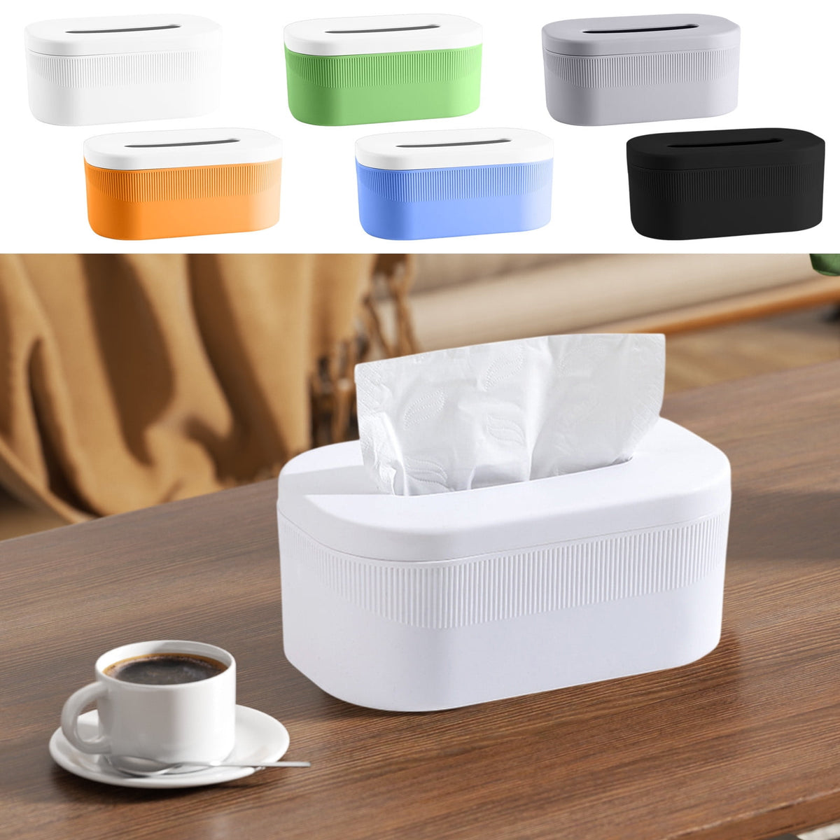PALIFEUR Tissue Box Cover Rectangle, Extremely Austere Napkin Facial Tissue Holder, Convenience Kleenex Box Covers for Bathroom Toilet Bedroom Living Room Table Desk Office #1_Black