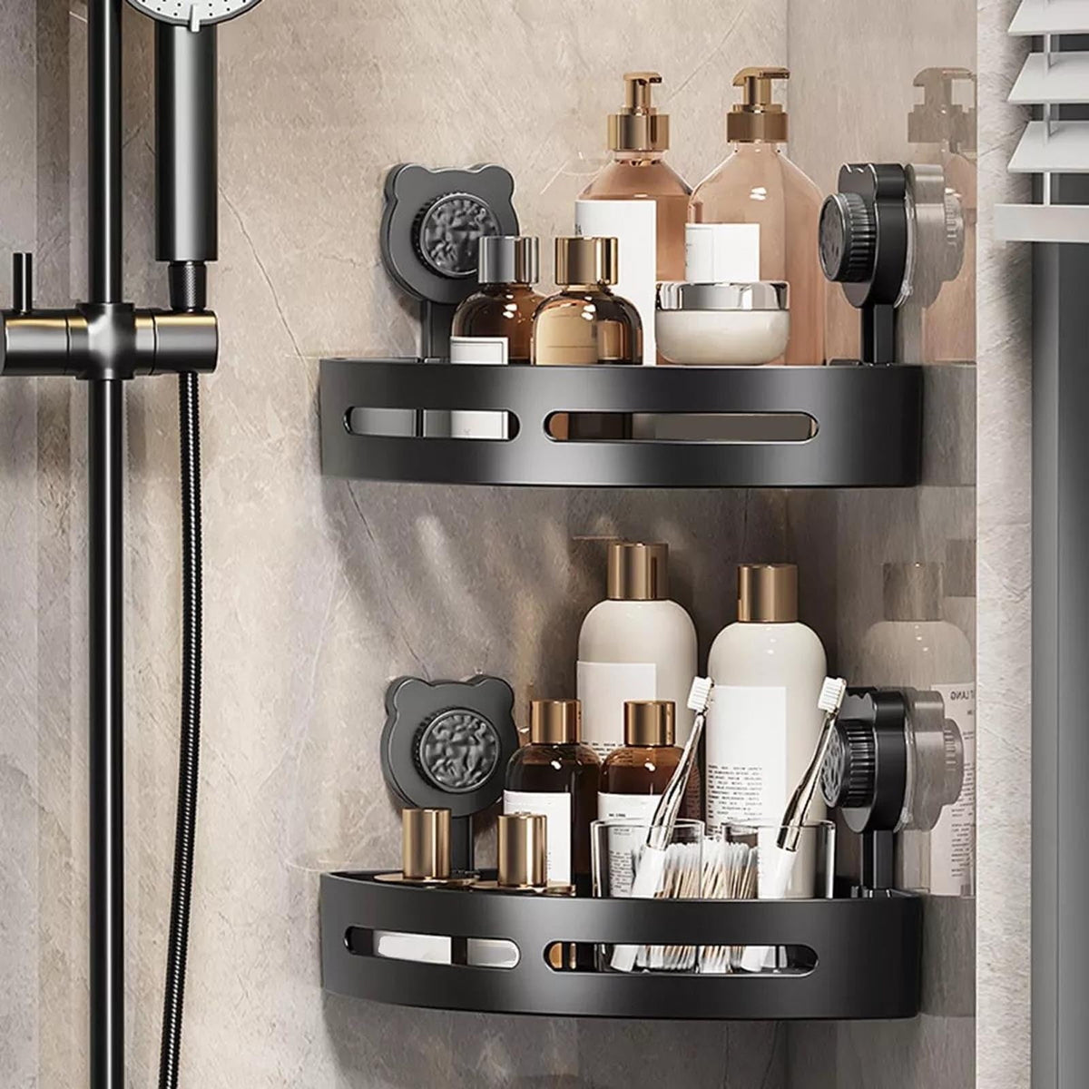 Clearance! PALIFEUR Corner Shower Caddy, Plastic Shower Organizer Corner with 2 Pcs Suction Cup, No Drilling Corner Shower Shelves for Bathroom Kitchen A