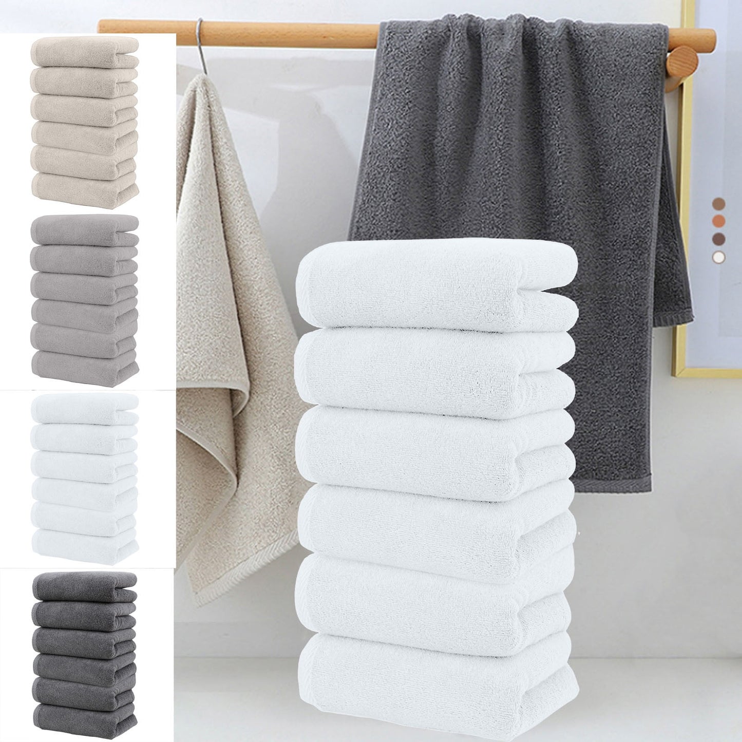 Clearance! PALIFEUR 6 Pcs Cotton Towels Soft Bath Towels, Highly Absorbent Towels for Bathroom Kitchen Gym, Quickly-Dry Towel Set, 13x30 Inch Black