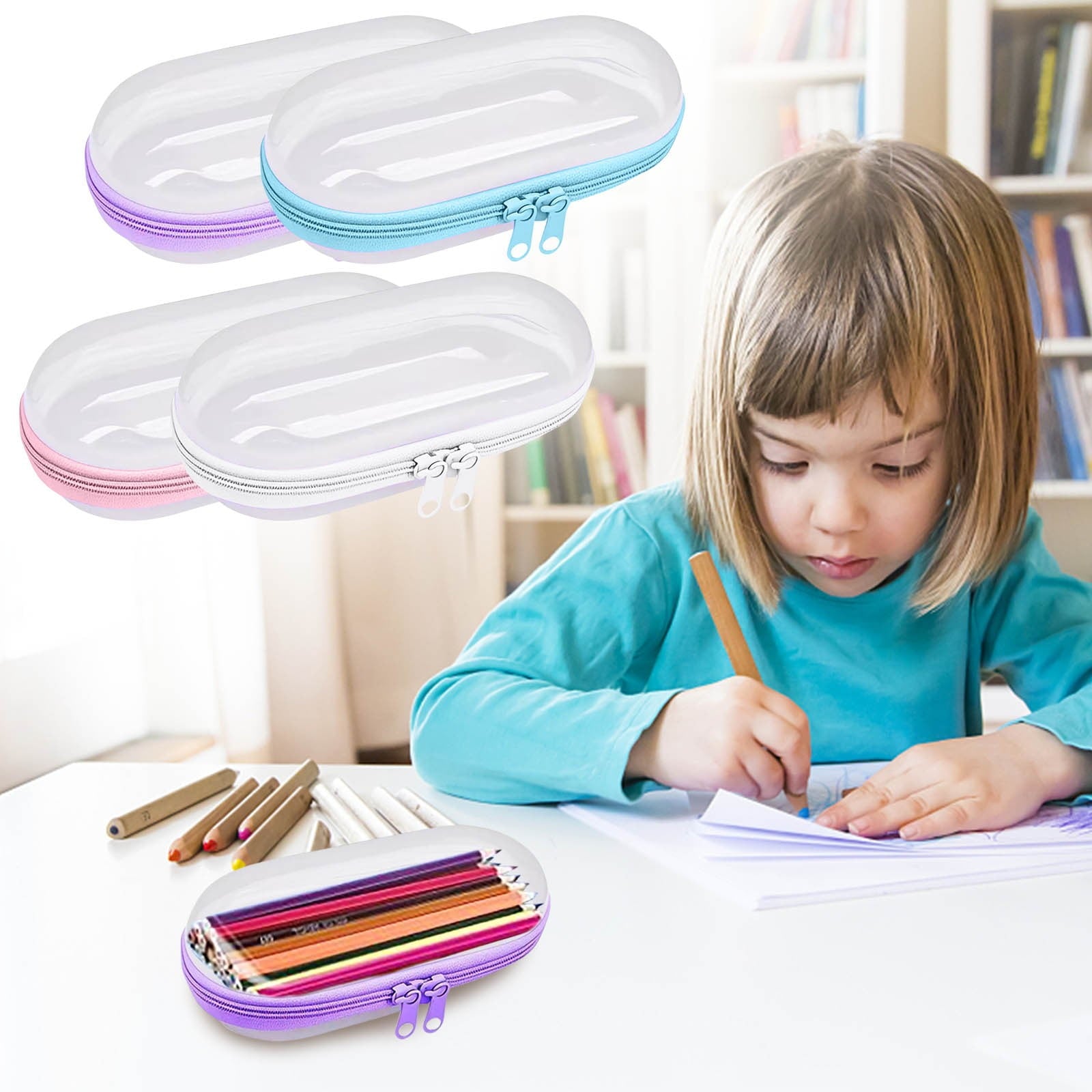 Tyidzon Pencil Pouch, Pencil Bags with Zipper, Pencil Case Pouch Storage Pens, Markers, Crayons Supplies White