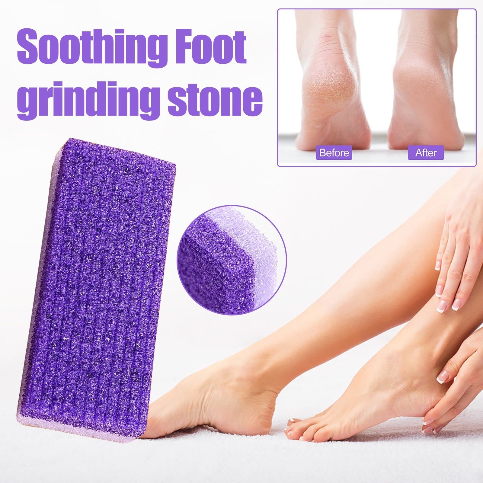Clearance! PALIFEUR 2-Pack Foot Pumice Stone For Foot Callus Remover, Professional Pumice Stone for Feet Cracked Heel Dead Skin Remove 2 Sided Pedicure Tools Purple