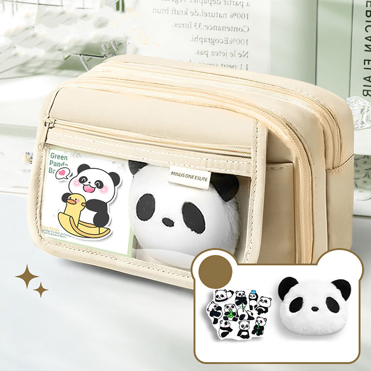 PALIFEUR Pencil Case Large Capacity Pencil Pouch, Multi-layer Aesthetic Pen Bag, Sturdy Multifunctional Pencil Bag, Pencil Box, Sky Blue Z-1-Beige