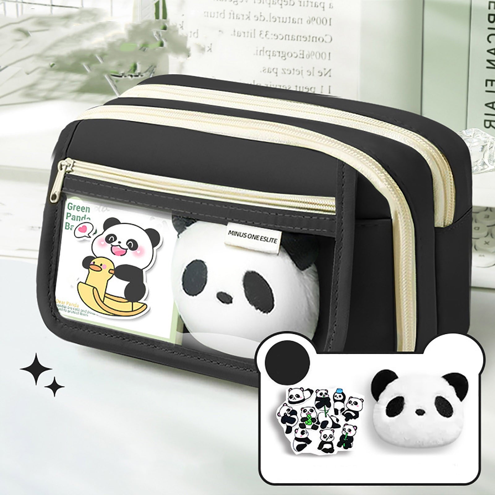 PALIFEUR Pencil Case Large Capacity Pencil Pouch, Multi-layer Aesthetic Pen Bag, Sturdy Multifunctional Pencil Bag, Pencil Box, Sky Blue Z-1-Black