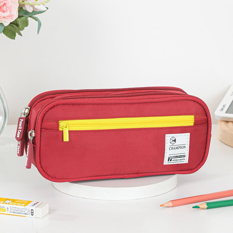 PALIFEUR Pencil Case Large Capacity Pencil Pouch, Multi-layer Aesthetic Pen Bag, Sturdy Multifunctional Pencil Bag, Pencil Box, Sky Blue Z-2-Red