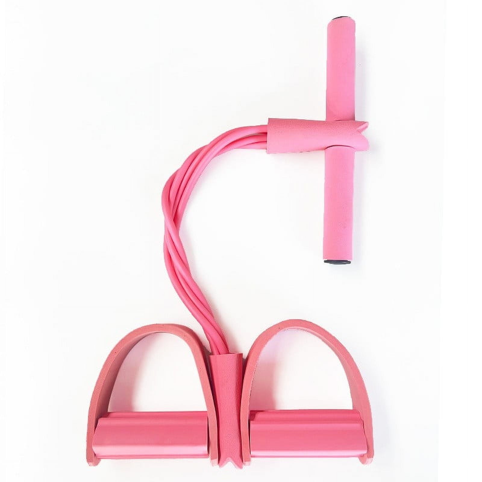 Tyidzon 4 Tube Pedal Ankle Puller, Yoga Pedal Resistance Elastic Pull Rope Fitness Sit-Up Exercise Equipment At Home Gym Arm Abs Leg Stretching Equipment Pink