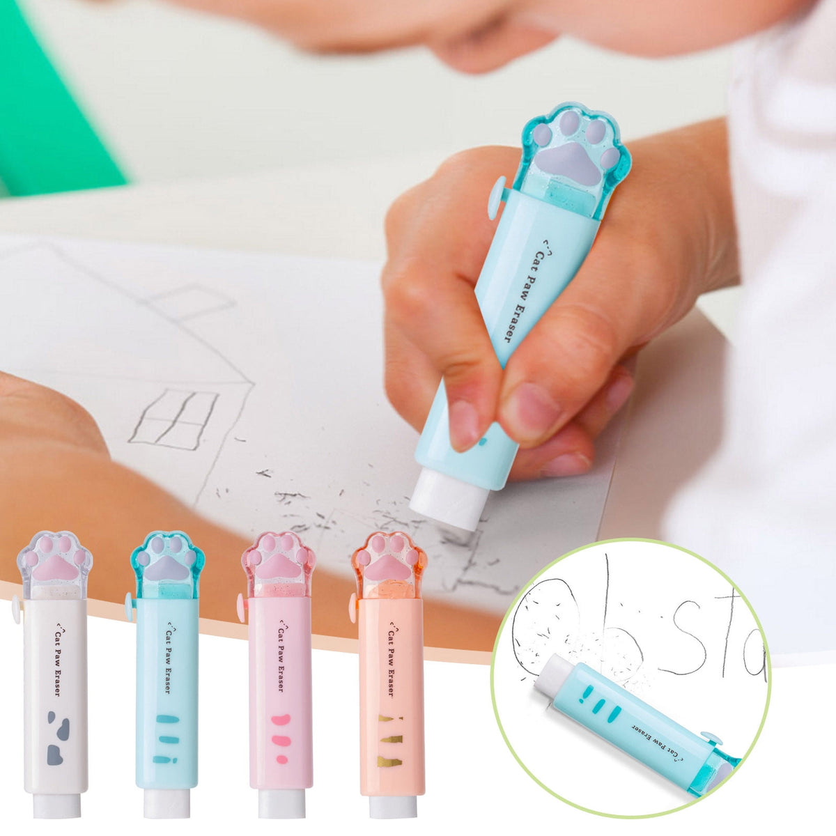 Tyidzon Erasers for Pencils 2 Pack, Cute Pencil Erasers for Office, Erasers for Drawing Sketching Orange