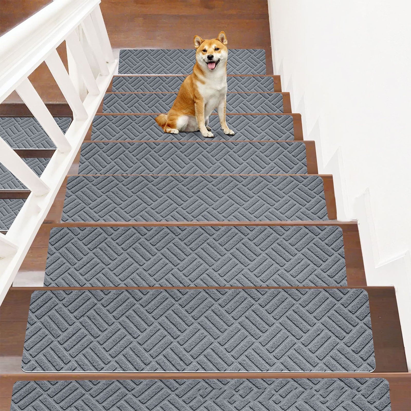 PALIFEUR Stair Treads for Wooden Steps, Soft Stair Treads, 8 x 30 Inch Reusable Carpet Stair Treads, Washable Stair Runners for Wooden Steps Non Slip Stair Rugs #11_Dark Gray