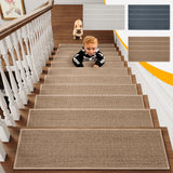 PALIFEUR Stair Treads for Wooden Steps, Soft Stair Treads, 8 x 30 Inch Reusable Carpet Stair Treads, Washable Stair Runners for Wooden Steps Non Slip Stair Rugs #5_Brown