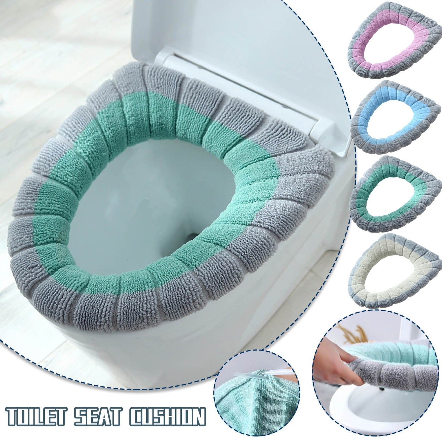PALIFEUR Toilet Seat Cushion, Soft Thicker Knitting Cotton Bathroom Toilet Seat Cover, Non Slip Warmer Comfortable Seat Cushions with Memory Foam, Washable Reusable Toilet Seat Covers Coffee
