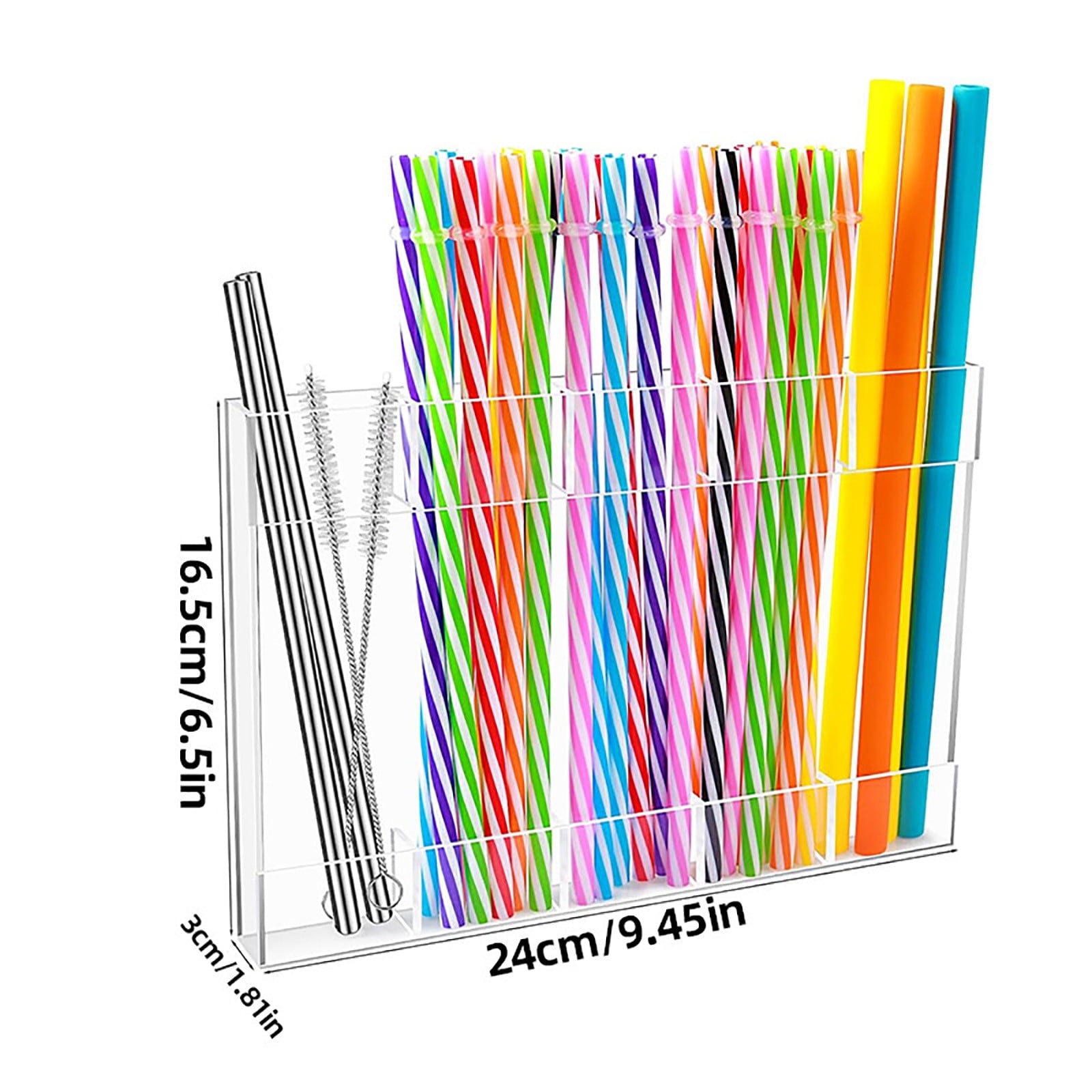 Tyidzon Acrylic Straw Holder for Cabinet, Reusable Tumbler Straw Organizer Storage Container Straw Holder for Counter Cabinet Cupboard Kitchen Clear