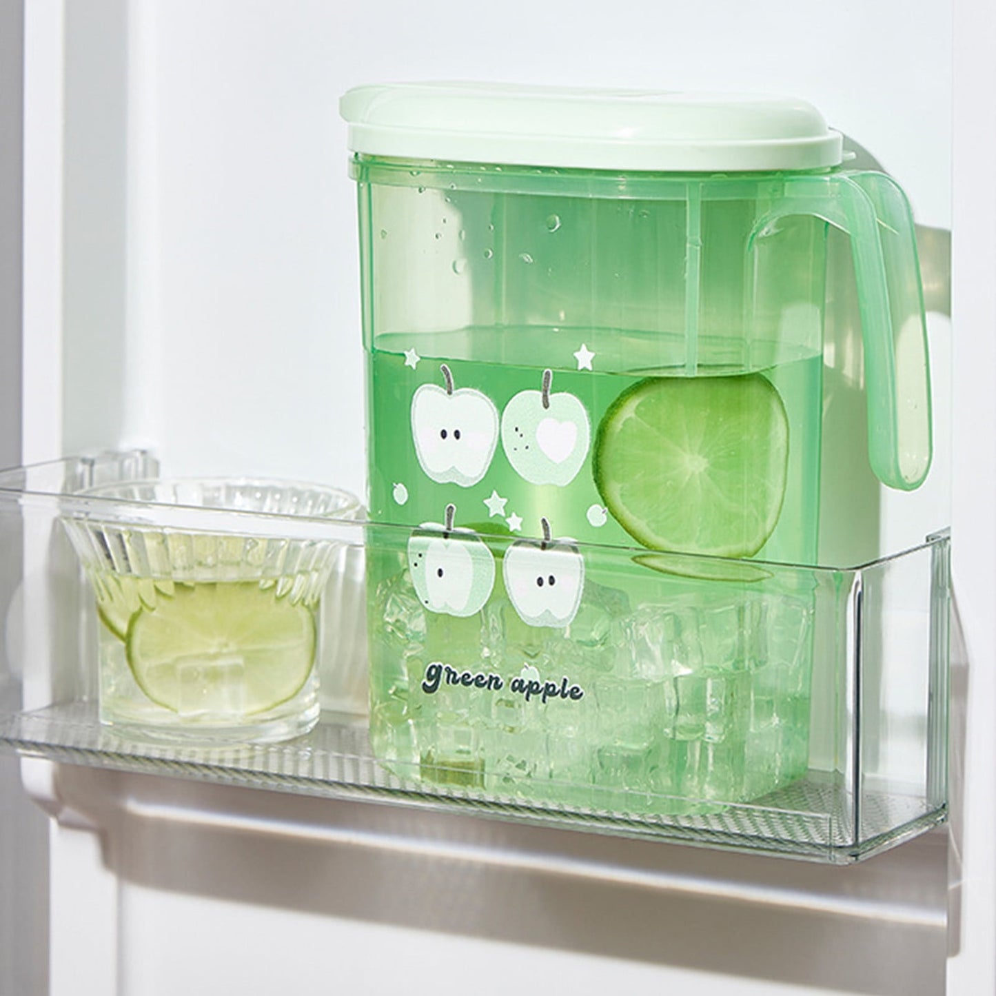 PALIFEUR Water Pitcher with Lid, 2 L Plastic Pitcher for Tea & Juice Water, Hot/Cold Water Jug, Tea Pitcher, Juice Pitcher, 13.5 x 7.2 x 4.7 Inch Z-9-Green