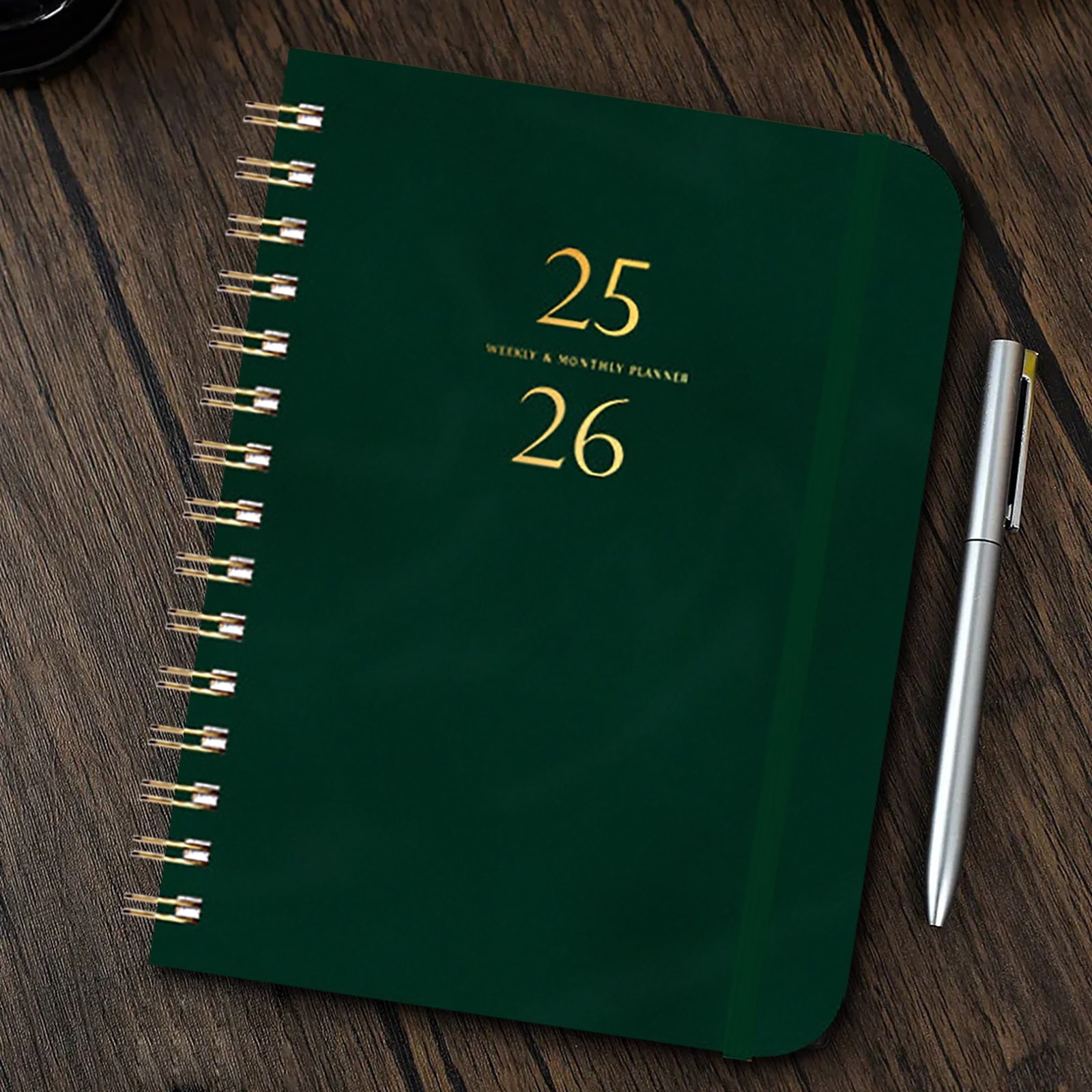 Xuniizn Academic Planner 2025-2026, Daily, Weekly & Monthly Planner, Journaling Notebooks for Work, Spiral Notebook, Twin-Wire Binding Day and Weekly Agenda for Work, Daily Planner Army Green