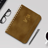 Xuniizn Academic Planner 2025-2026, Daily, Weekly & Monthly Planner, Journaling Notebooks for Work, Spiral Notebook, Twin-Wire Binding Day and Weekly Agenda for Work, Daily Planner Brown
