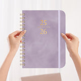Xuniizn Academic Planner 2025-2026, Daily, Weekly & Monthly Planner, Journaling Notebooks for Work, Spiral Notebook, Twin-Wire Binding Day and Weekly Agenda for Work, Daily Planner Purple