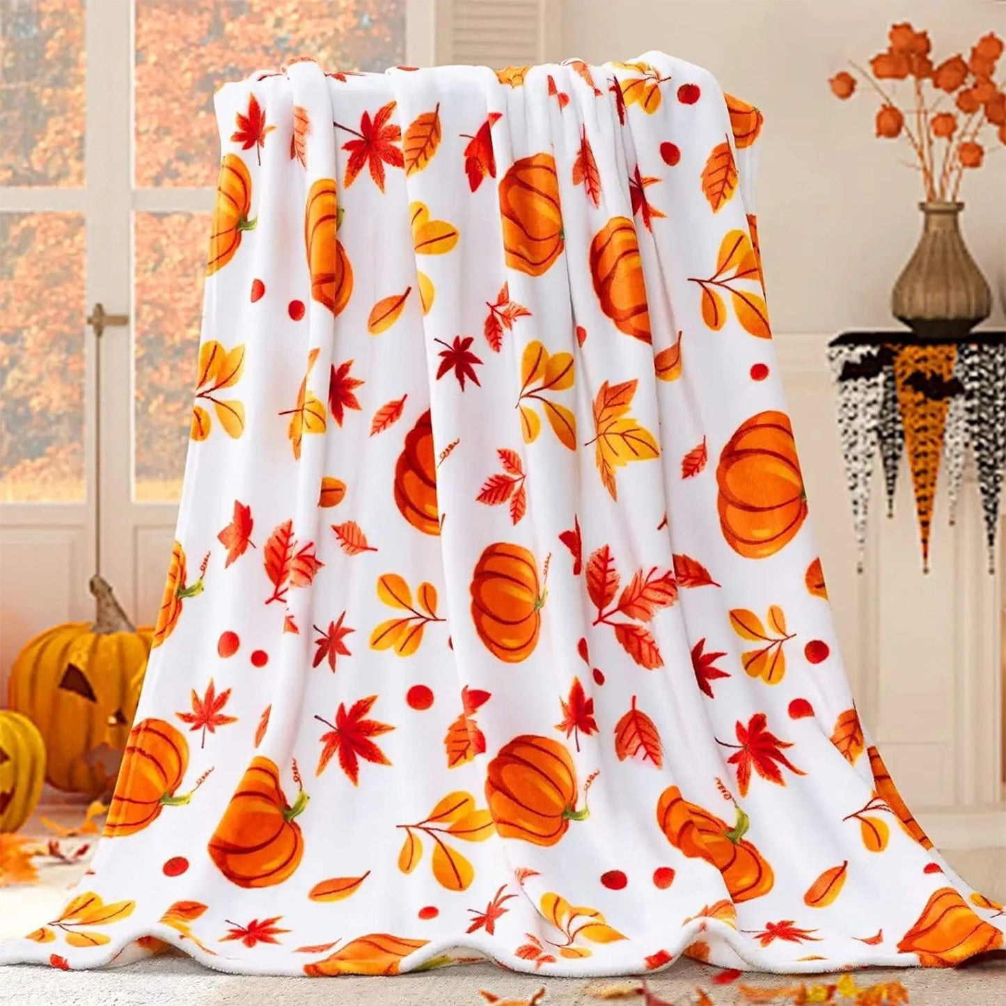 Xuniizn Fall Throw Blanket Breathable Fleece Blanket,28x39" Soft & Skin-Friendly High-Density Fall Blanket Warm, Heat-Locking, Machine-Washable, A Cozy Choice for Autumn & Winter Home Use C#Multicolor(39x51")
