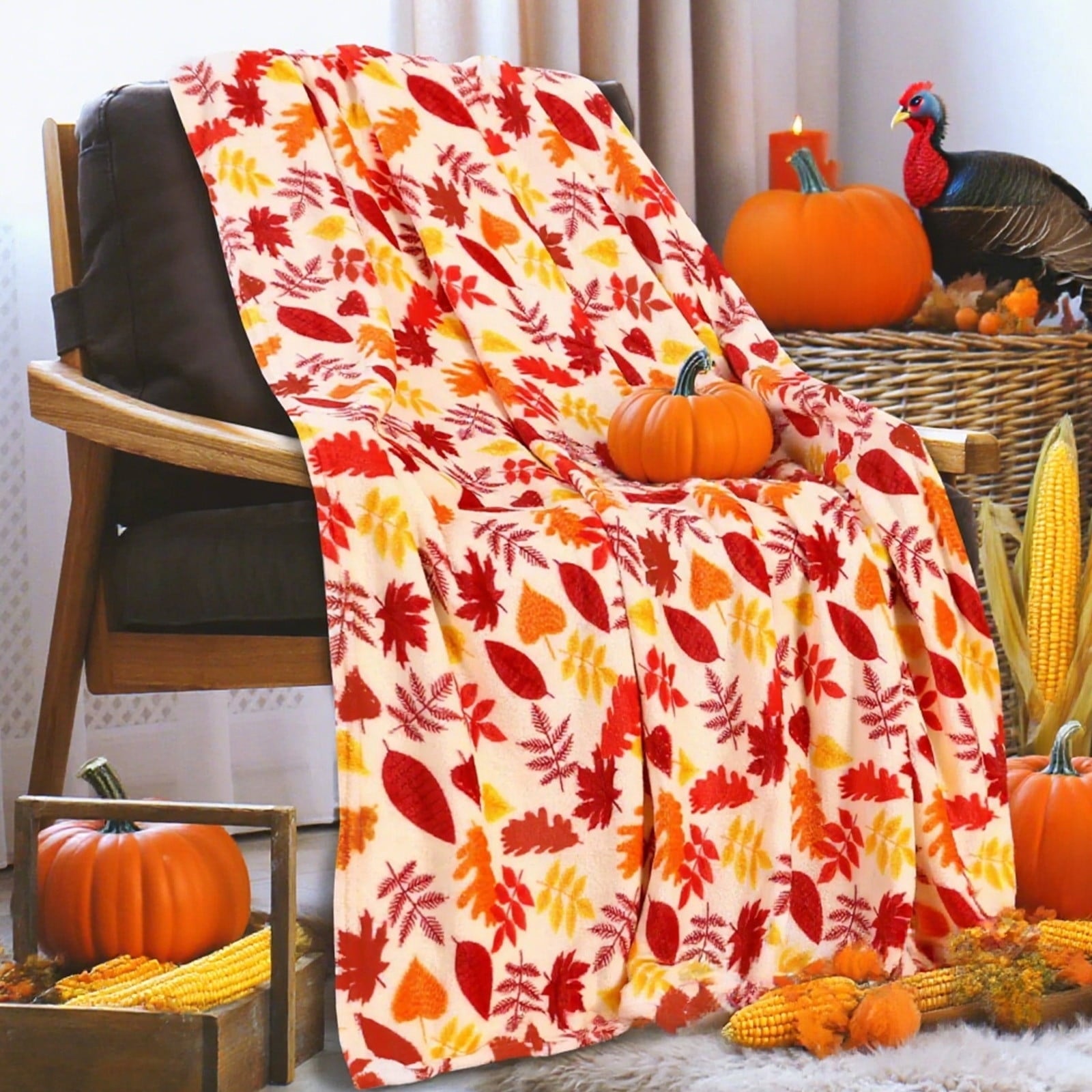 Xuniizn Fall Throw Blanket Breathable Fleece Blanket,28x39" Soft & Skin-Friendly High-Density Fall Blanket Warm, Heat-Locking, Machine-Washable, A Cozy Choice for Autumn & Winter Home Use D#Multicolor(28x39")